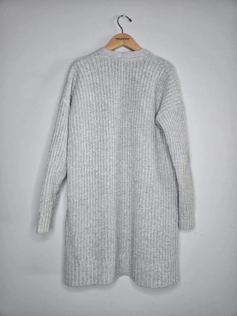 Gap Open Front Cardigan Sweater Grey Knit Tall M